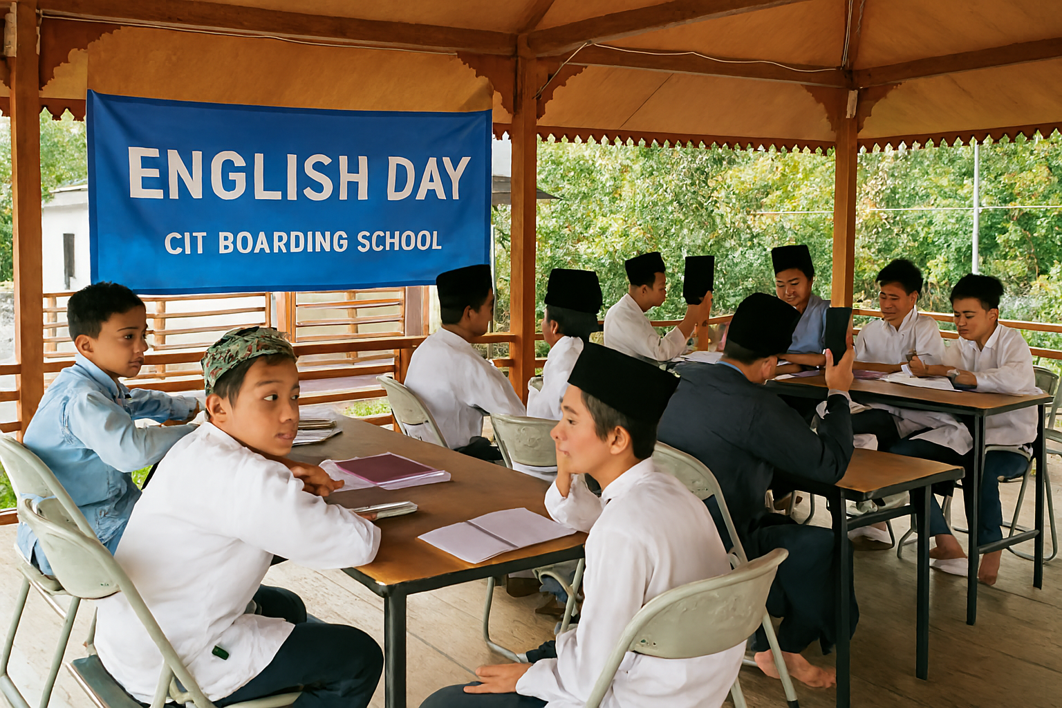 Santri dan Warga Belajar Bahasa Inggris Bersama